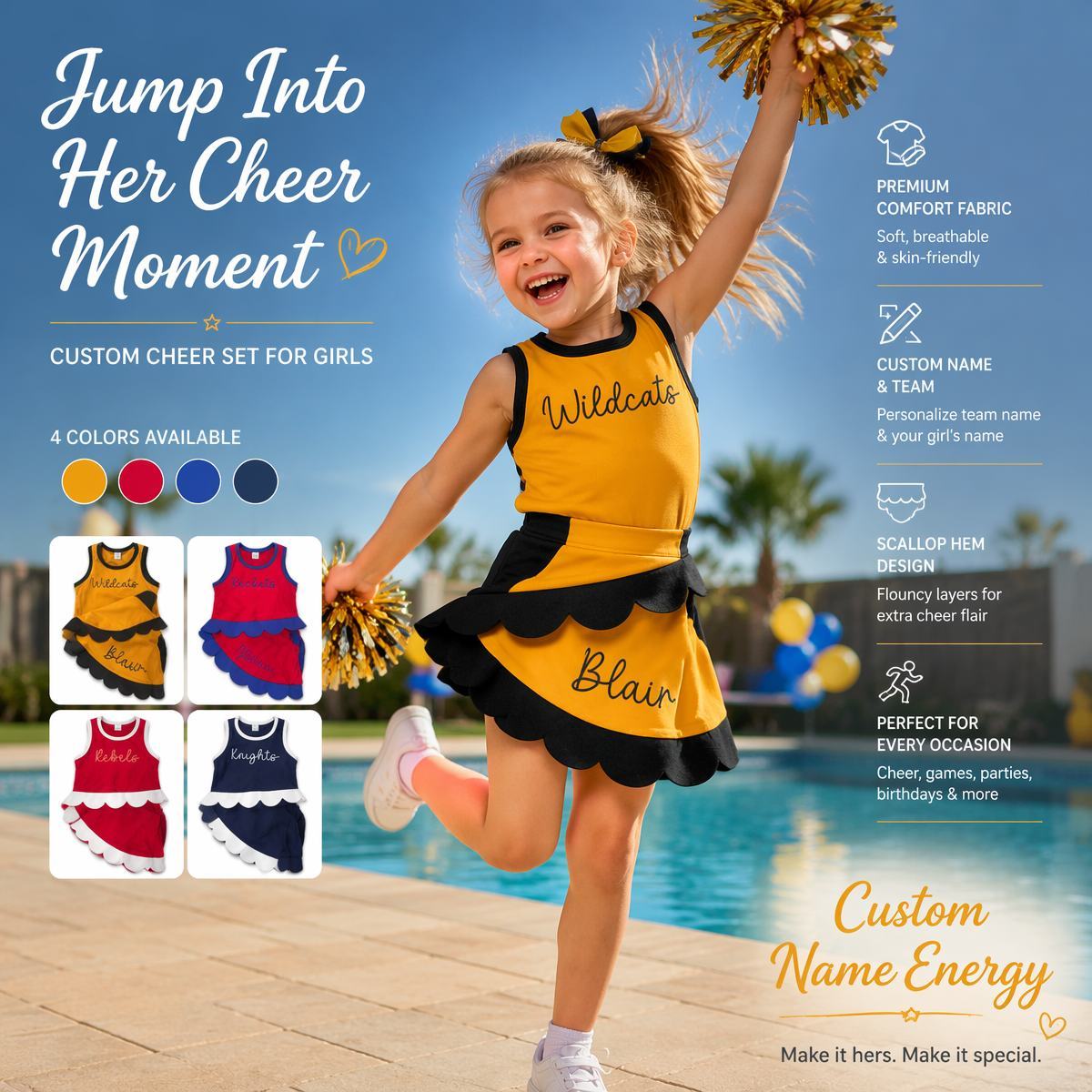 Muschel-Cheerleader-Set Für Erwachsene, Kleinkinder Und Kinder, Viele Farben - dephotoblanket