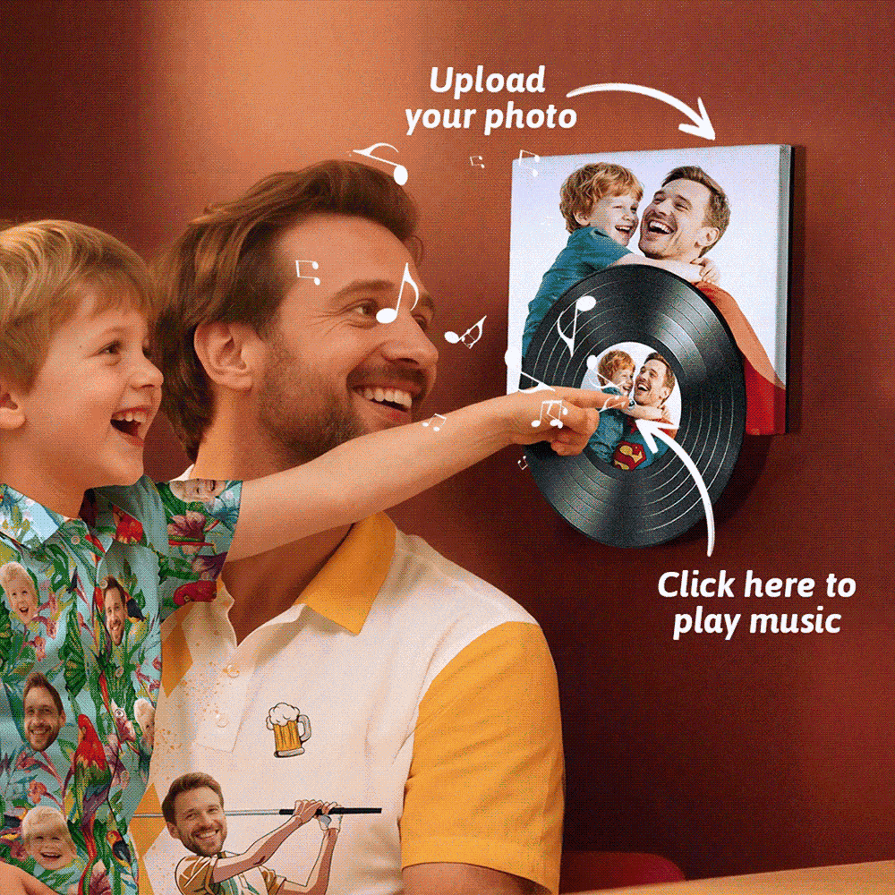 Benutzerdefiniertes Foto-vinyl Mit Musik-wandkunst, Vinyl-plattenspieler, Kein Telefon Erforderlich, Einfach Klicken, Um Musik Aus Bleibenden Erinnerungen Abzuspielen, Das Beste Vatertagsgeschenk Für Papa - dephotoblanket