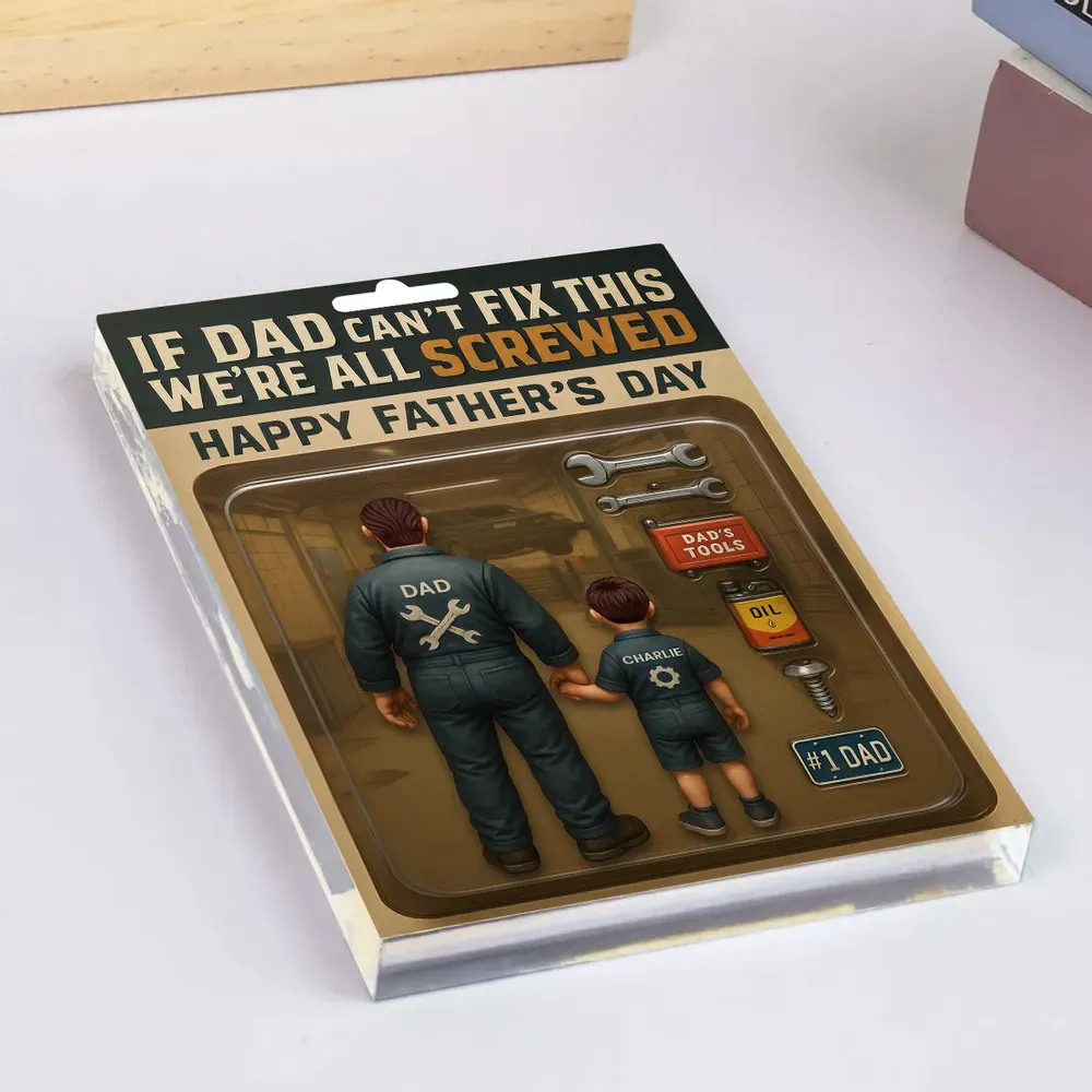 Wenn Papa Das Nicht Reparieren Kann, Sind Wir Alle Am Arsch. Mechaniker-handwerker – Personalisierte Acryl-block-plakette, Vatertagsgeschenk Für Papa Oder Ehemann - dephotoblanket