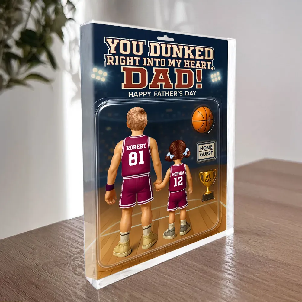 Benutzerdefinierte Figur, Personalisierte Acrylblock-plakette, Vatertagsgeschenk, Basketball-stil Für Papa, Personalisierte Spielzeug-dekor-kunst, Benutzerdefiniertes Foto, Acryl-dekorationsplakette Für Pops - dephotoblanket