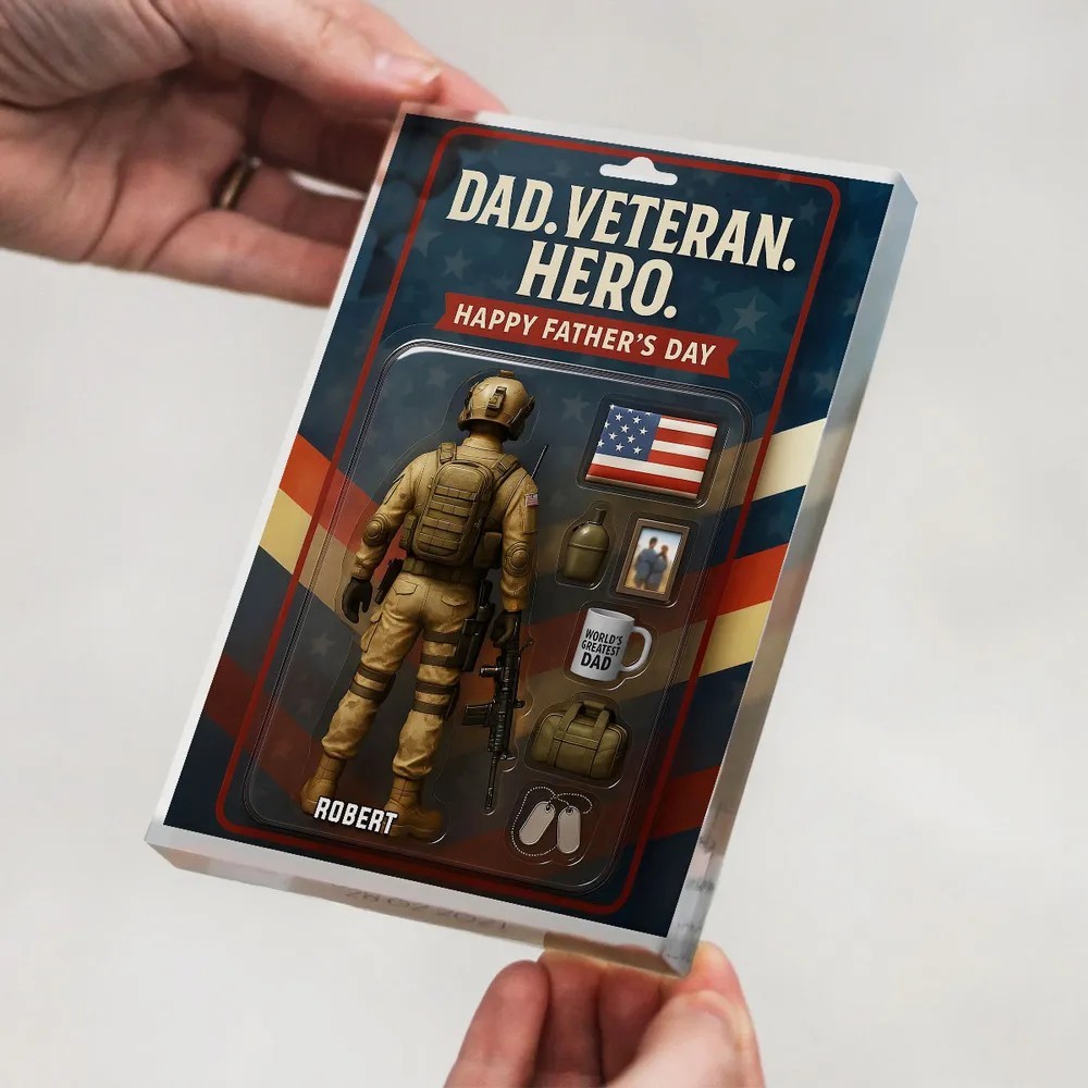 Papa, Veteran, Held – Personalisierte Acryl-block-plakette Mit Individueller Figur, Vatertagsgeschenk 2025 Für Ihn Oder Papa - dephotoblanket