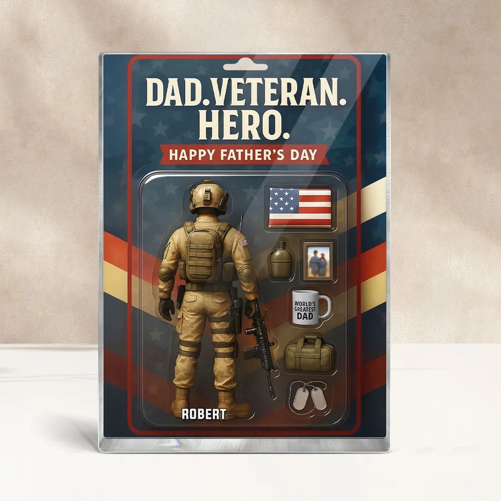Papa, Veteran, Held – Personalisierte Acryl-block-plakette Mit Individueller Figur, Vatertagsgeschenk 2025 Für Ihn Oder Papa - dephotoblanket