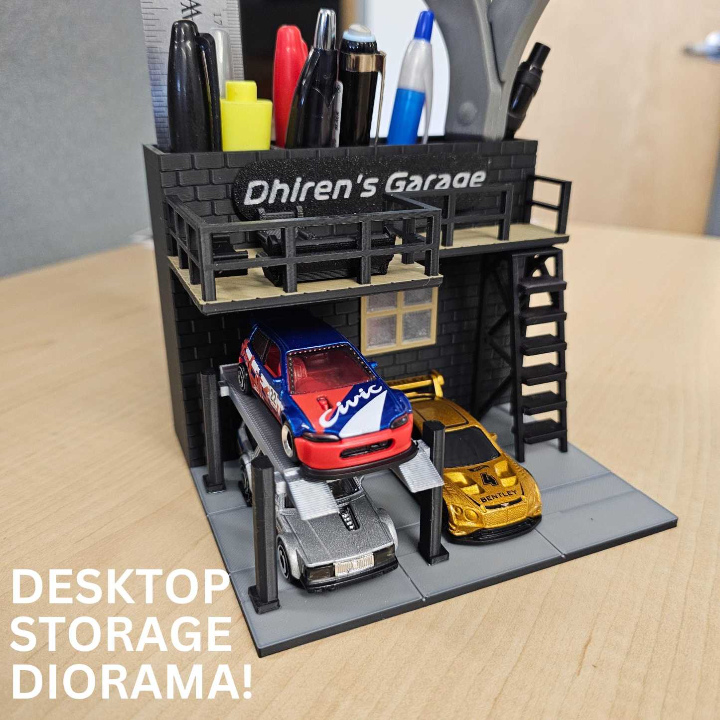 Personalisiertes Diorama Einer Diecast-autogarage, Schreibtisch-organizer, Maßstab 1:64 - dephotoblanket