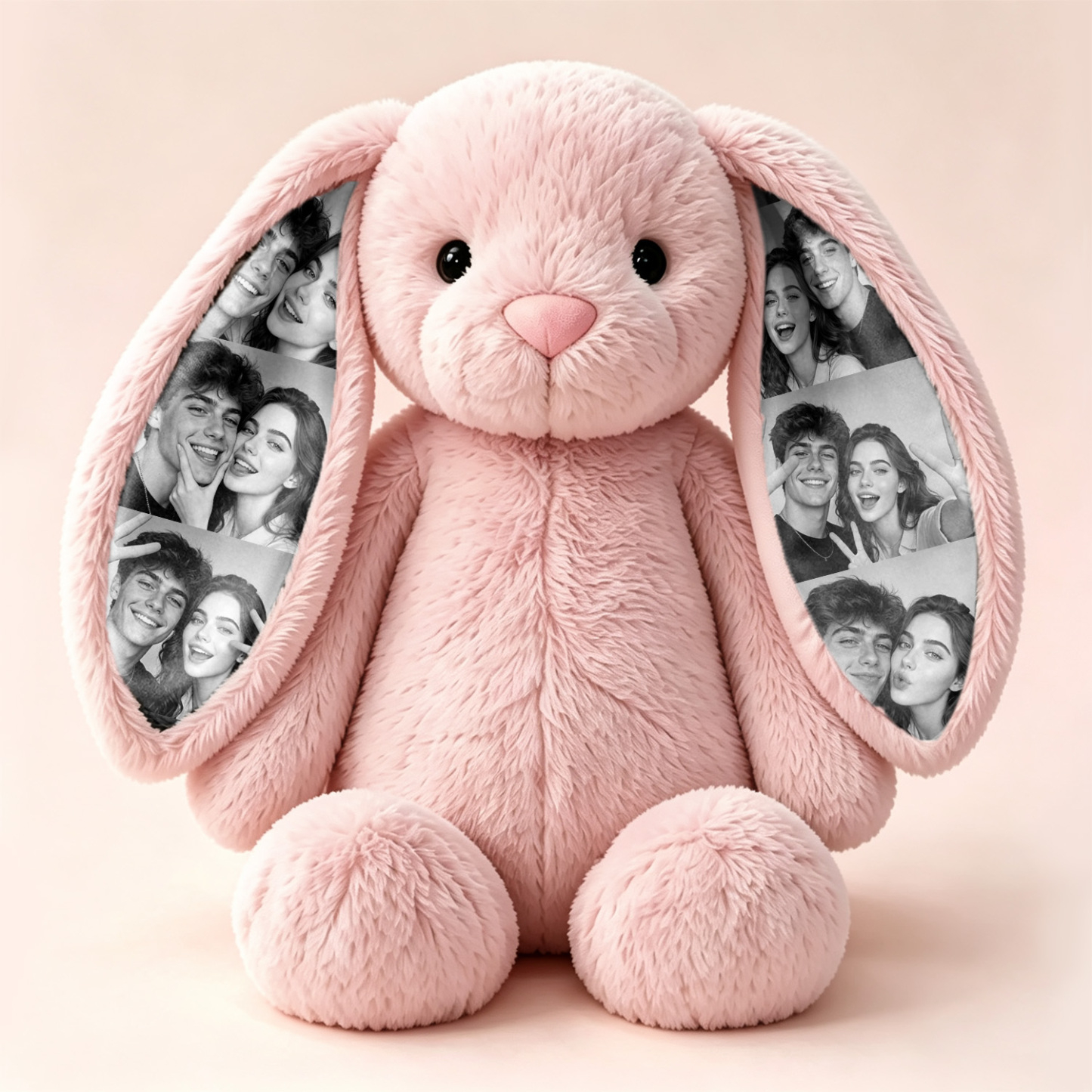 Benutzerdefiniertes Foto-Häschen-Plüschtier – Personalisiertes Hasen-Geschenk Mit Verstecktem Ohr Und 6 Bildern Für Paare, Jahrestagsgeschenke - dephotoblanket