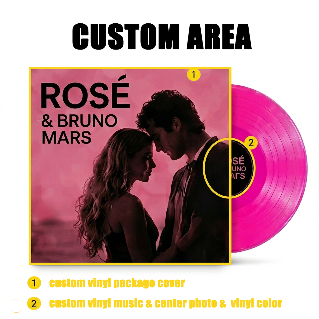 Personalisierter Mini-Vinyl-Musikplayer, der sich wirklich dreht und Musik abspielt | Jedes Vinyl kann ein anderes Lied abspielen, individuelles Fotoalbum-Cover, DIY-Vinylfarbe, Jubiläumsgeschenk für Paare - dephotoblanket