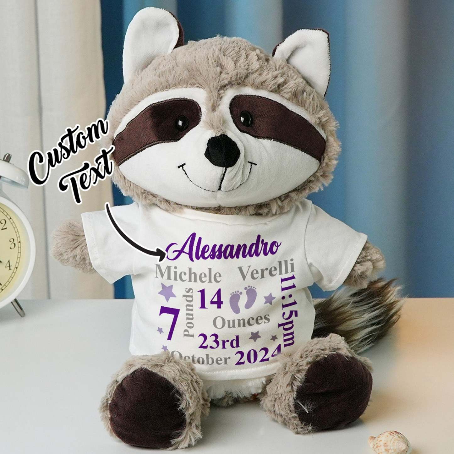 Personalisiertes Tier-plüschtier Zur Geburtsanzeige, Geschenk Für Die Babyparty - dephotoblanket