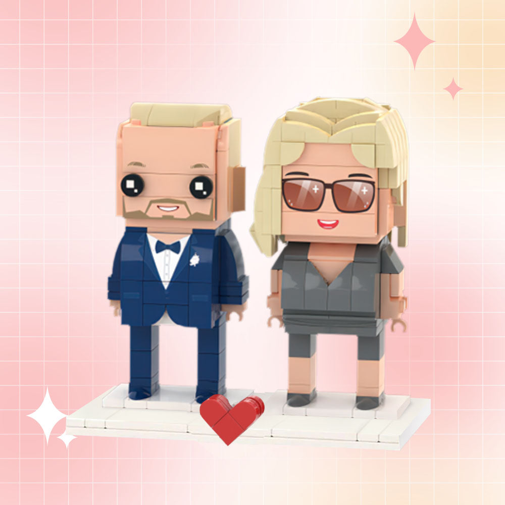 Anpassbare Ganzkörper-ziegelfiguren Für 2 Personen. Cooles Paar Brick Me-figuren