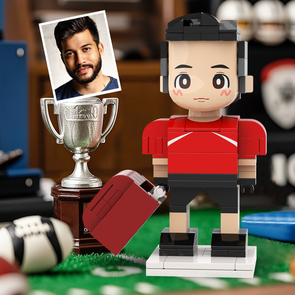 Individuell Gestaltete Footballspieler-figur Aus Bausteinen Mit Helm, Bereit Zum Spiel – Ein Tolles Geschenk Für Berufstätige - dephotoblanket