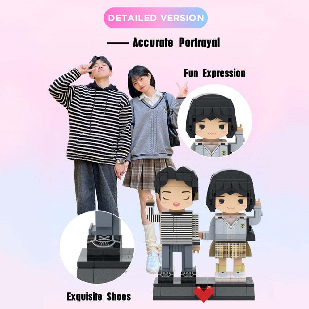 Ganzkörper-anpassbare 1 Person Custom Brick Figures Small Particle Block Toy Women's Plaid Shirt - dephotoblanket