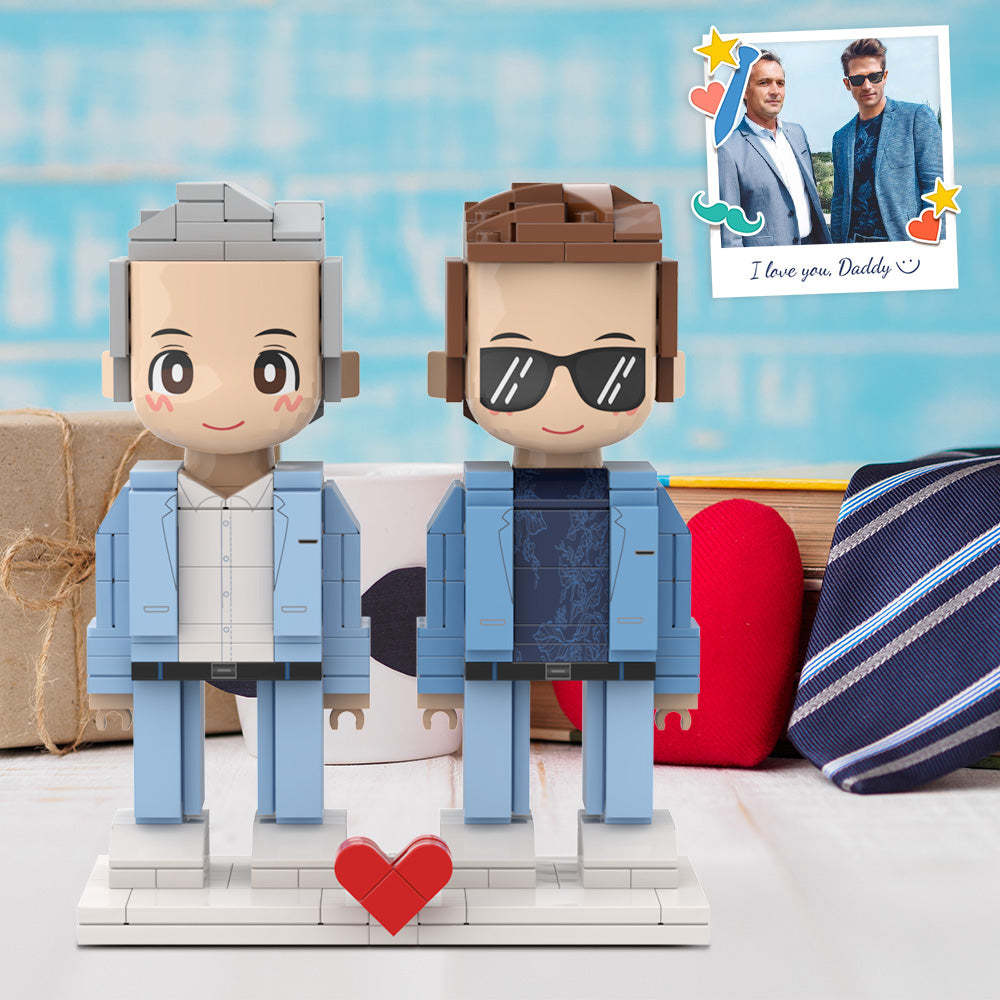 Ganzkörper-2-personen-duddu-steinfiguren, Individuelle Steinfigur Für Papa, Perfekt Für Den Vatertag, Für Stilvolle Graue Haare, Alter Papa Und Ich - dephotoblanket