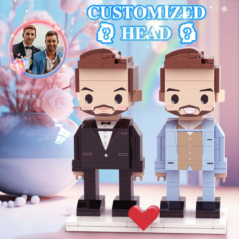 Valentinstag Geschenk Für Schwules Paar, Ziegelfiguren, Personalisierte Paare, Ziegelfiguren, Kleiner Partikelblock - dephotoblanket