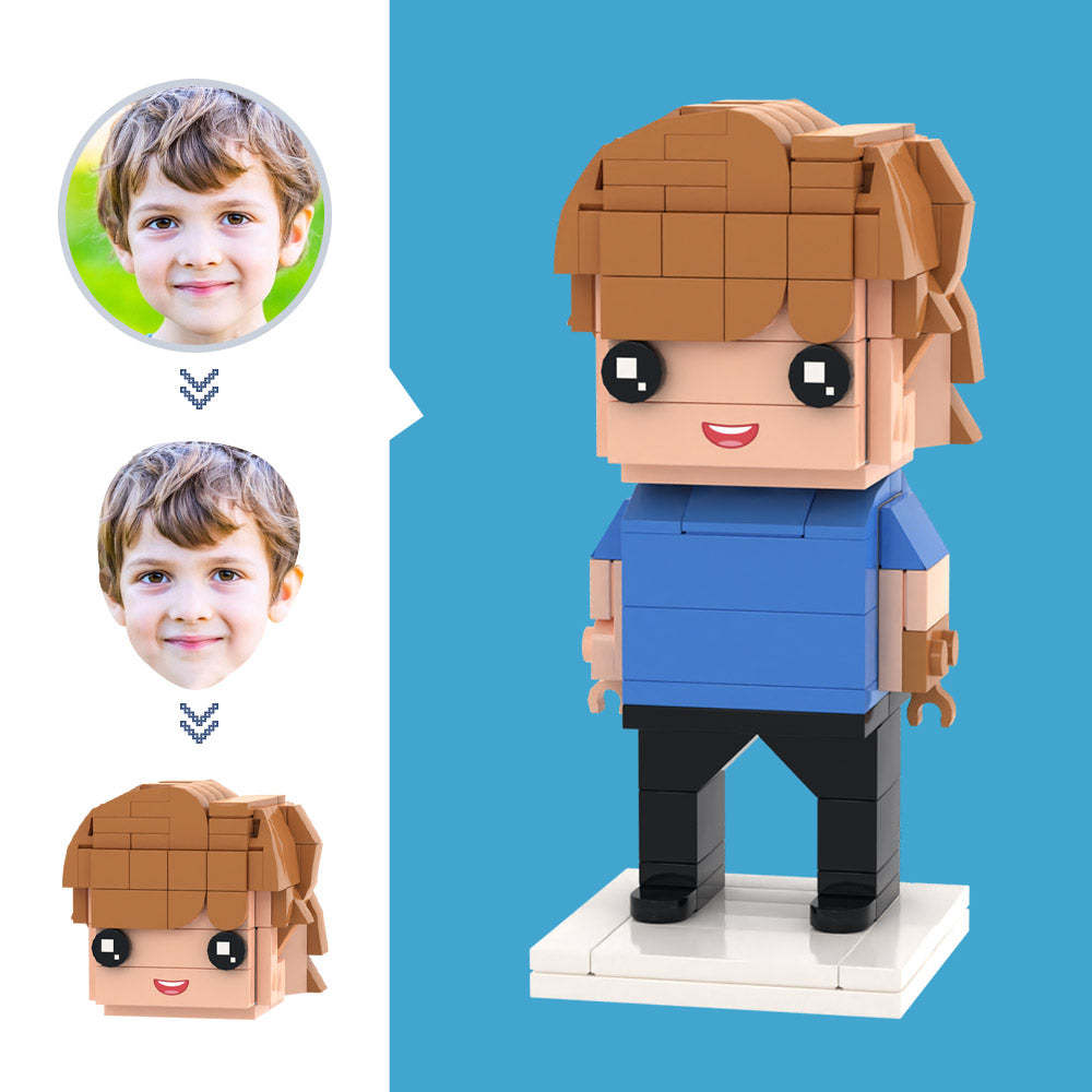 Kundenspezifische Head Boy-figuren Kleines Partikelblock-spielzeug Anpassbare Backstein-kunst-geschenke - dephotoblanket