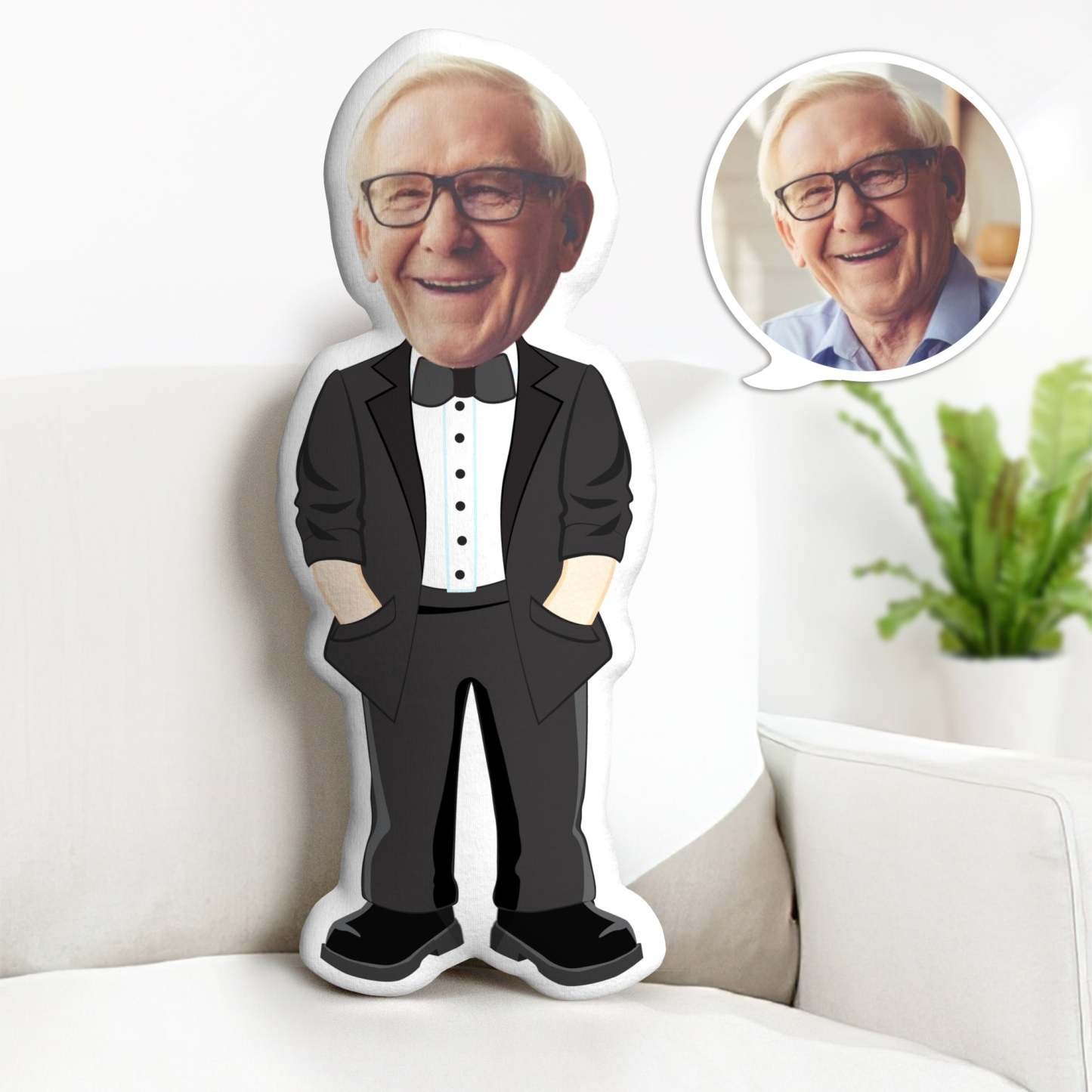 Benutzerdefinierte Gesicht Minime Kissen Personalisierte Gentleman Dad Minime Kissen Vatertagsgeschenke Für Ihn - dephotoblanket