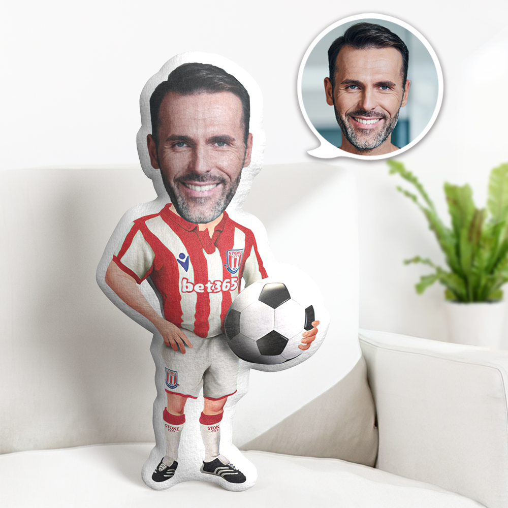 Benutzerdefiniertes Gesichtskissen Personalisierte Gesichtspuppe Fußballspielerpuppe Minime Kissengeschenke Für Ihn - dephotoblanket