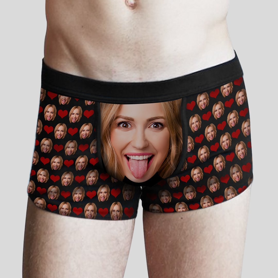 Boxershorts Mit Individuellem Gesicht, Personalisierter Foto-boxer Mit Liebesherz - dephotoblanket