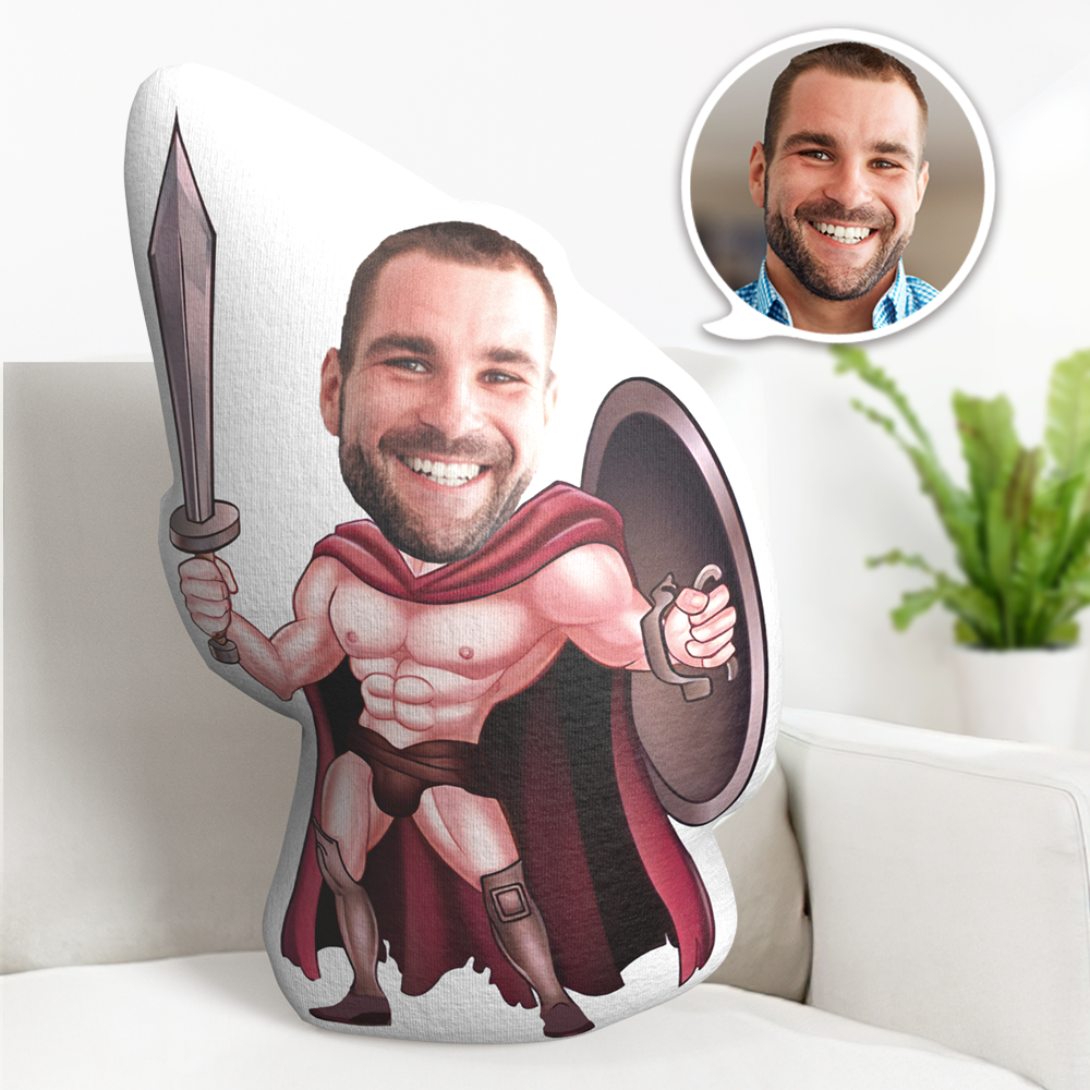 Benutzerdefiniertes Gesichtskissen Personalisierte Gesichtspuppe Spartan Warrior Doll Minime Kissengeschenke Für Ihn - dephotoblanket