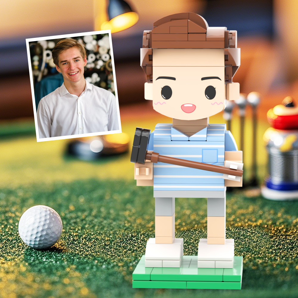 Personalisierte Kopf-pärchen-golffigur Aus Ziegelstein Mit Eingraviertem Text – Geschenkidee Für Berufstätige - dephotoblanket