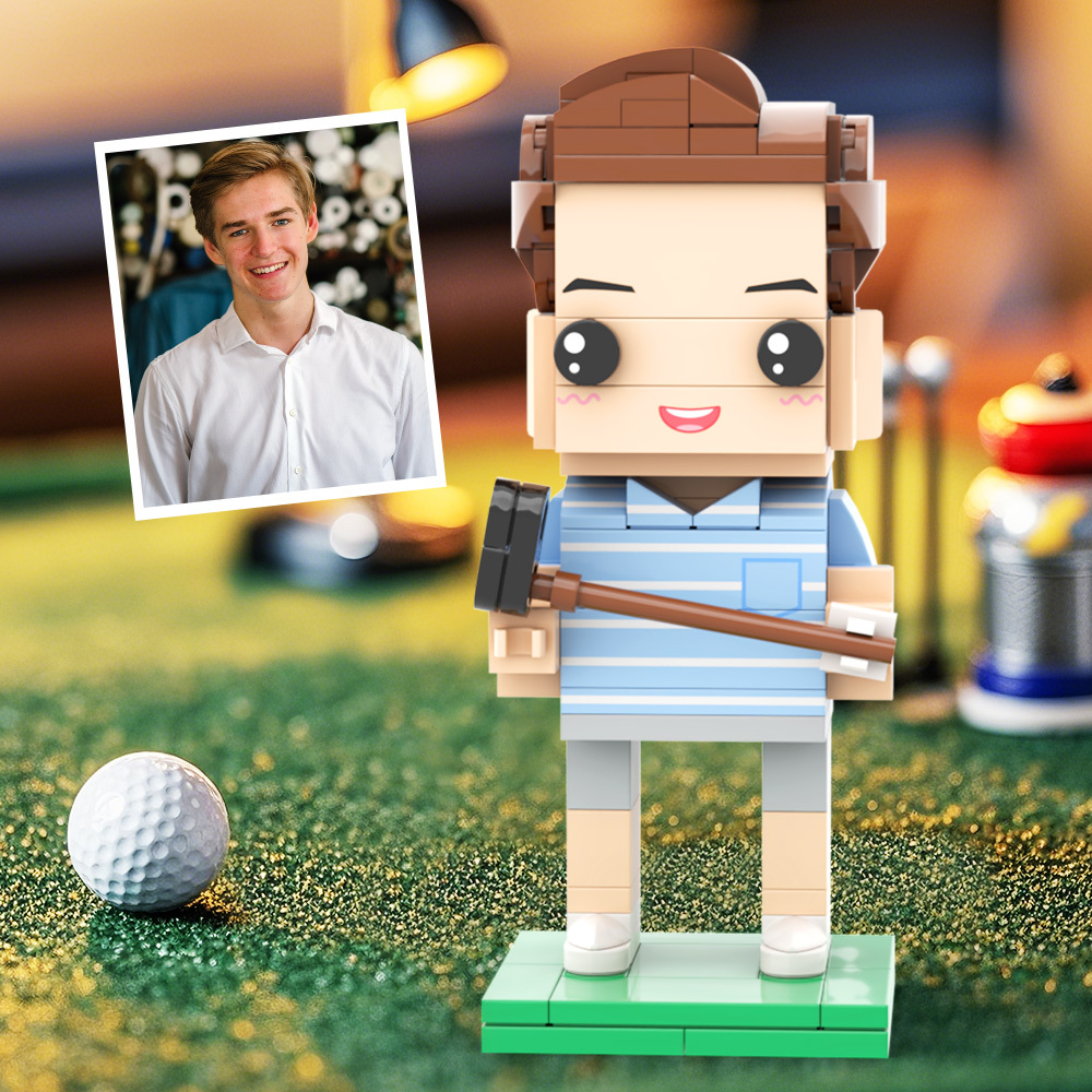 Personalisierte Kopf-pärchen-golffigur Aus Ziegelstein Mit Eingraviertem Text – Geschenkidee Für Berufstätige - dephotoblanket