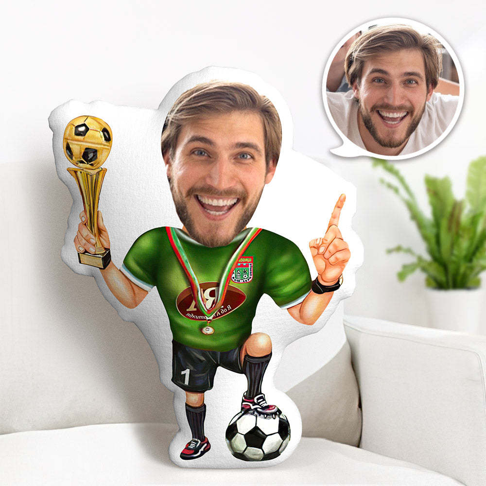 Benutzerdefiniertes Gesichtskissen Personalisierte Gesichtspuppe Fußballmeisterschaftspuppe Minime Kissengeschenke Für Ihn - dephotoblanket