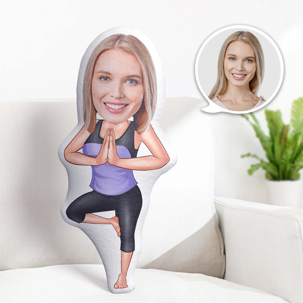 Personalisierte Geburtstagsgeschenke Mein Gesicht Kissen Benutzerdefiniertes Fotokissen Ein Mädchen Beim Yoga Minime Kissen - dephotoblanket