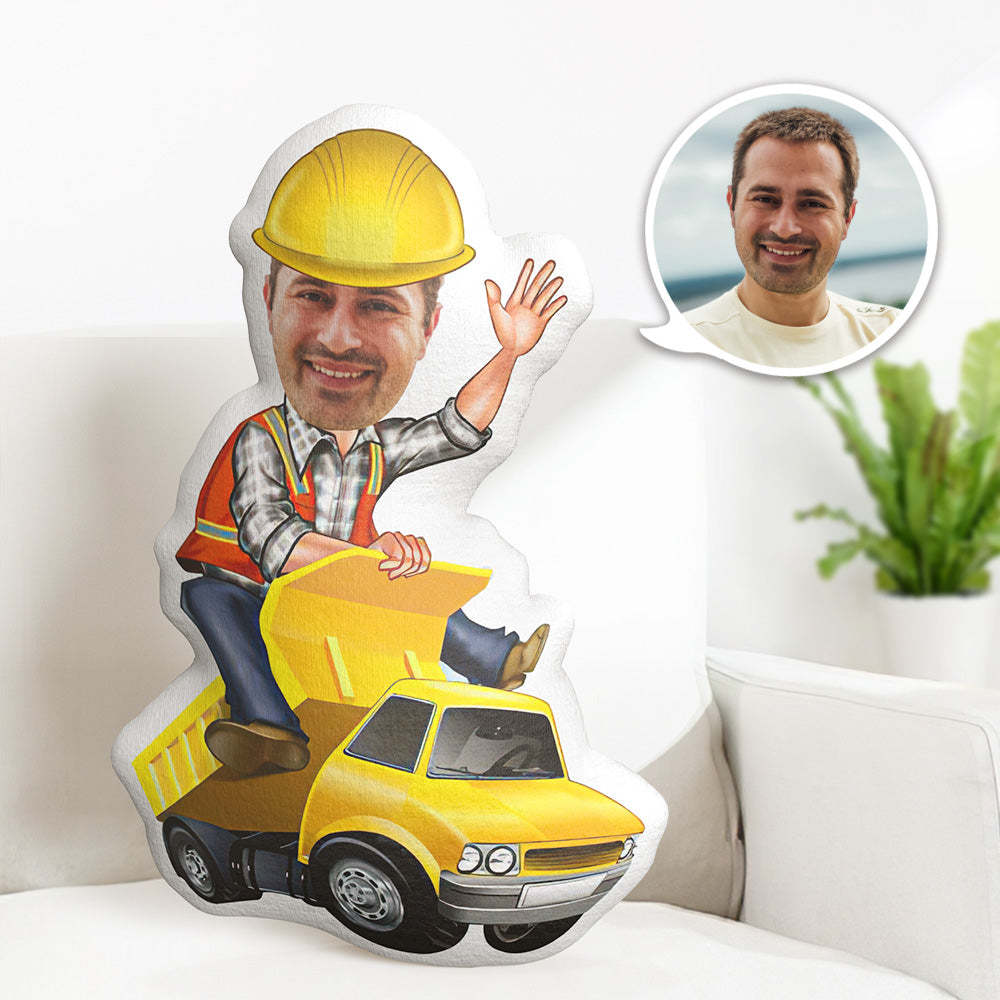 Personalisierte Geburtstagsgeschenke Mein Gesicht Kissen Benutzerdefiniertes Fotokissen Baufahrzeug Driv Minime Kissen - dephotoblanket