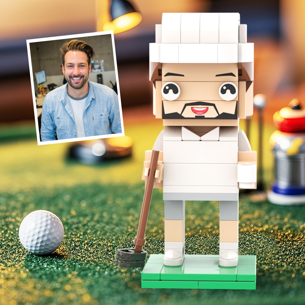 Personalisierte Kopf-pärchen-golffigur Aus Ziegelstein Mit Eingraviertem Text – Geschenkidee Für Berufstätige - dephotoblanket