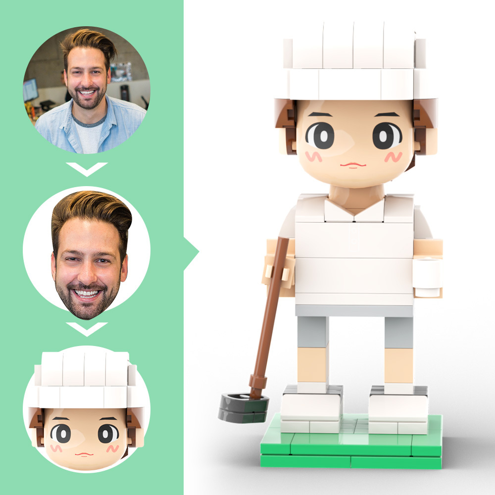 Personalisierte Kopf-pärchen-golffigur Aus Ziegelstein Mit Eingraviertem Text – Geschenkidee Für Berufstätige - dephotoblanket