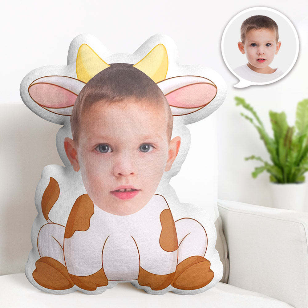 Personalisiertes Gesichtskissen Personalisiertes Fotokissen Kuh Minime Kissen Geschenke Für Kinder - dephotoblanket