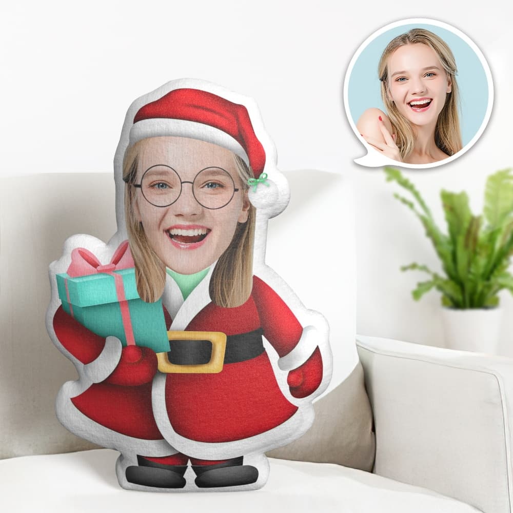 Personalisiertes Gesichtskissen Personalisiertes Fotokissen Weihnachtsfrau Minime Kissen Geschenke Für Weihnachten - dephotoblanket