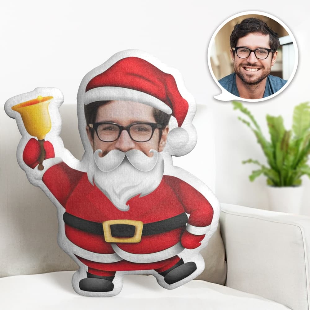 Personalisiertes Gesichtskissen Personalisiertes Fotokissen Bart Glocke Weihnachtsmann Minime Kissen Geschenke Für Weihnachten - dephotoblanket