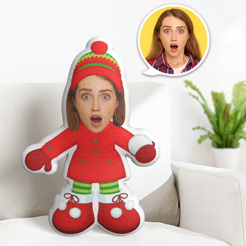 Personalisiertes Gesichtskissen Personalisiertes Fotokissen Weihnachtswollmütze Minime Kissen Geschenke Für Weihnachten - dephotoblanket