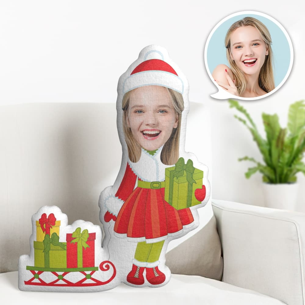 Personalisiertes Gesichtskissen Personalisiertes Fotokissen Schlittengeschenk Mädchen Minime Kissen Geschenke Für Weihnachten - dephotoblanket