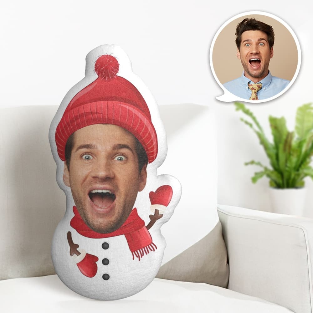 Personalisiertes Gesichtskissen Personalisiertes Fotokissen Fetter Schneemann Minime Kissen Geschenke Für Weihnachten - dephotoblanket