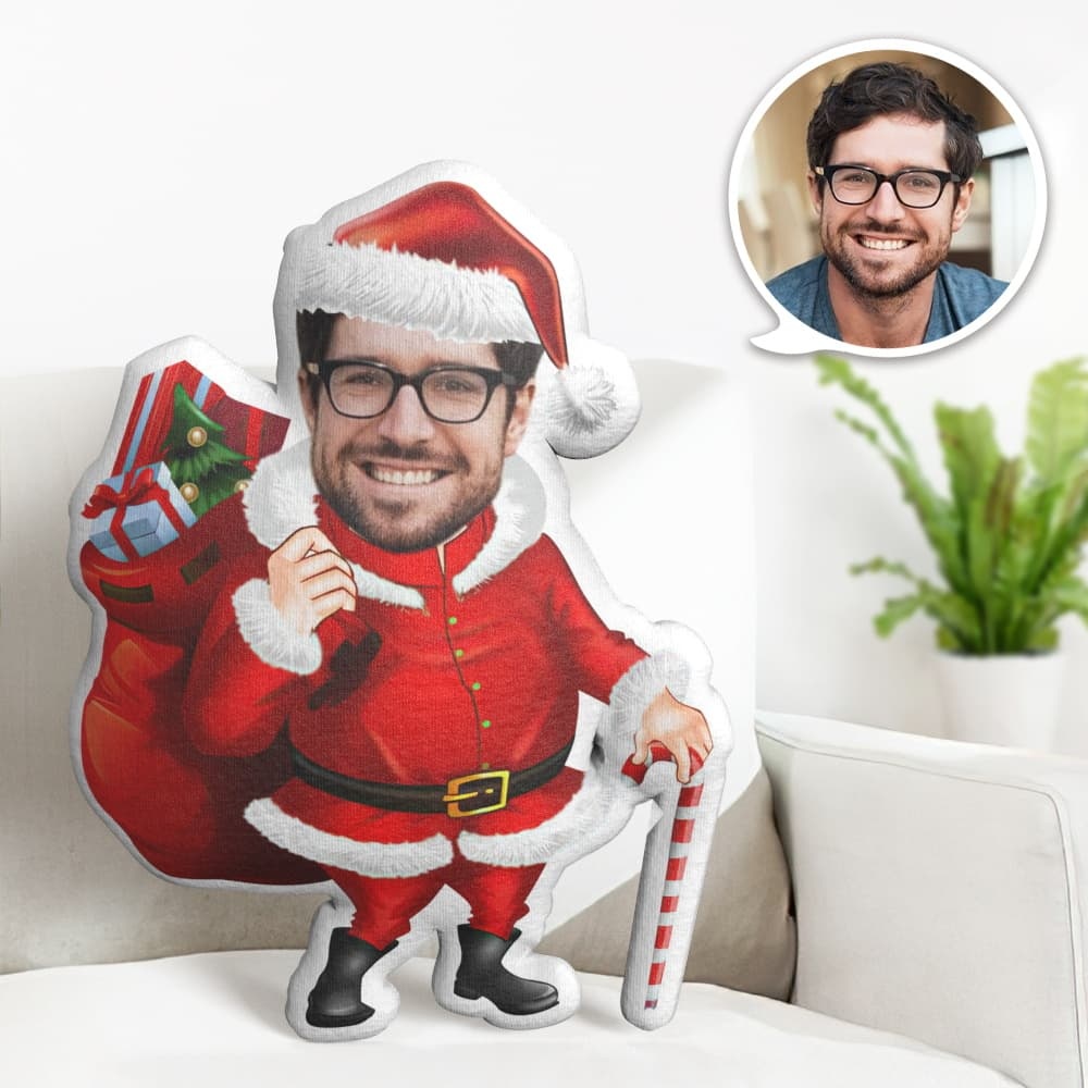 Personalisiertes Gesichtskissen Personalisiertes Fotokissen Krücken Weihnachtsmann Minime Kissen Geschenke Für Weihnachten - dephotoblanket