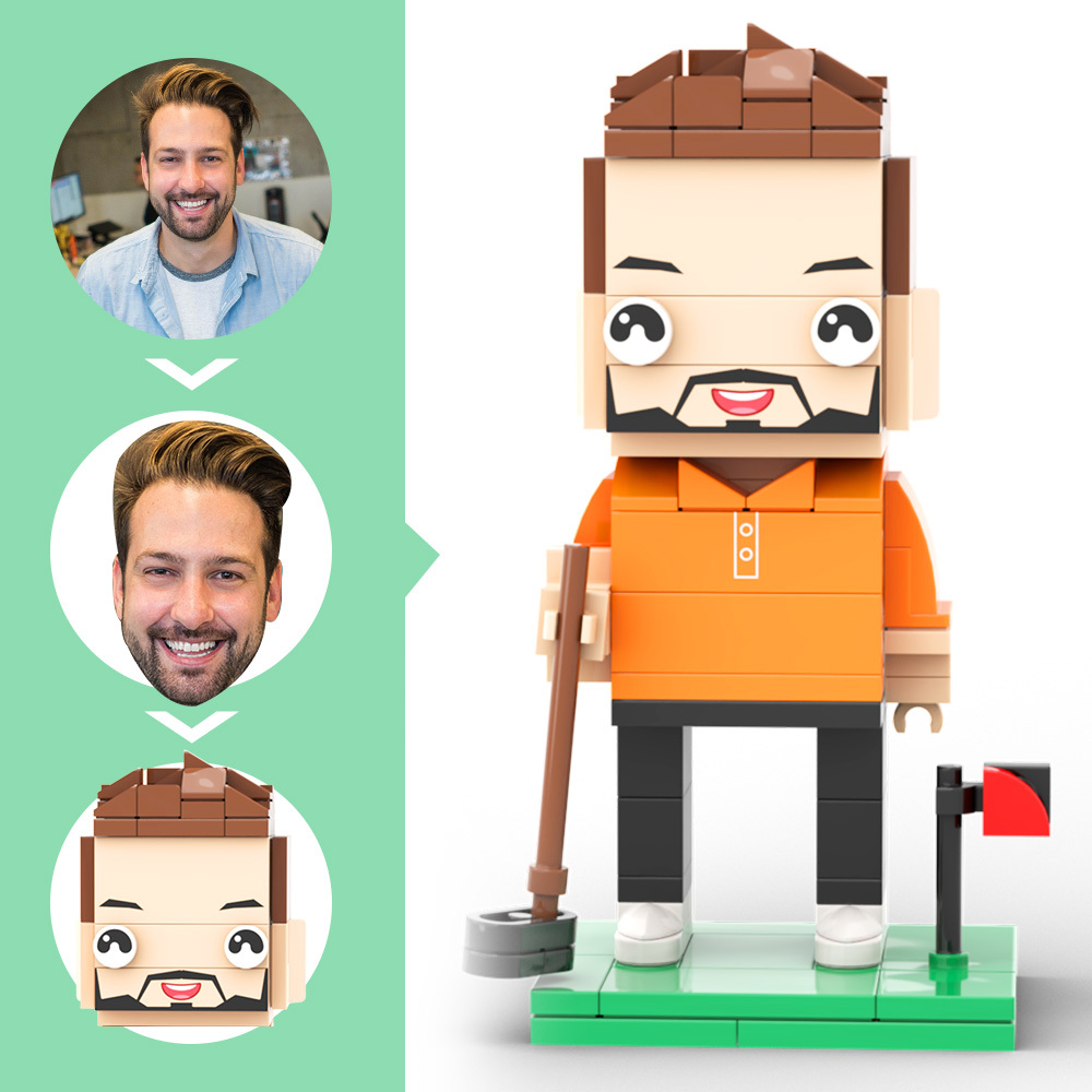 Personalisierte Kopf-pärchen-golffigur Aus Ziegelstein Mit Eingraviertem Text – Geschenkidee Für Berufstätige - dephotoblanket