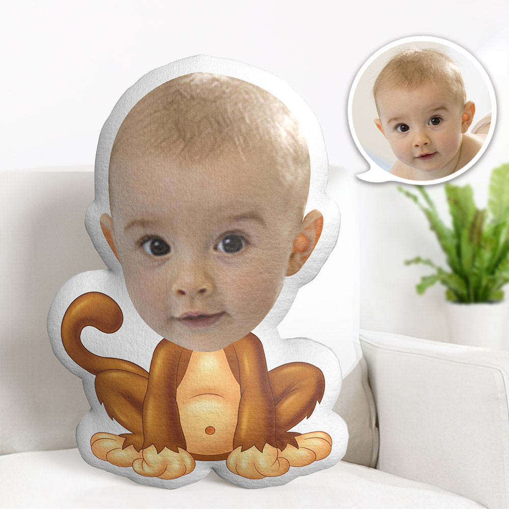Personalisiertes Gesichtskissen Personalisiertes Fotokissen Affe Minime Kissen Geschenke Für Kinder - dephotoblanket