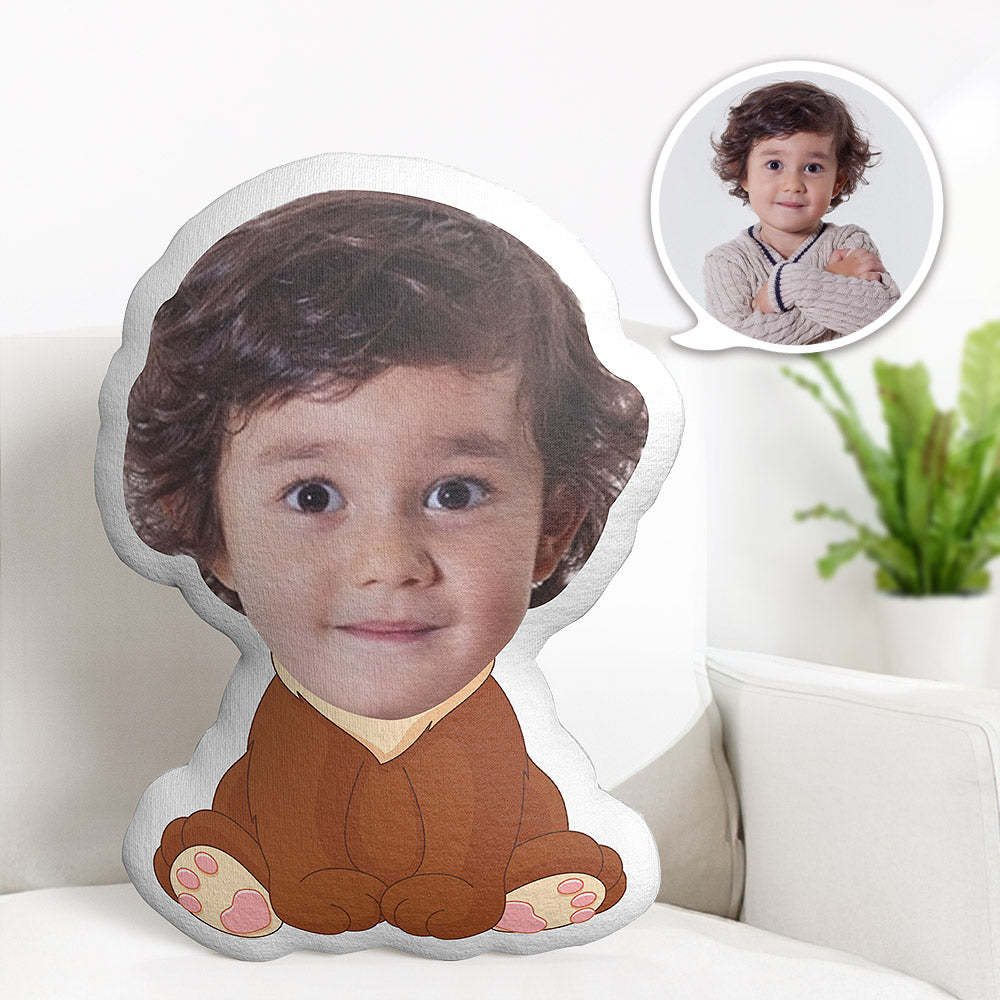 Personalisiertes Gesichtskissen Personalisiertes Fotokissen Schüchterner Löwe Minime Kissen Geschenke Für Kinder - dephotoblanket