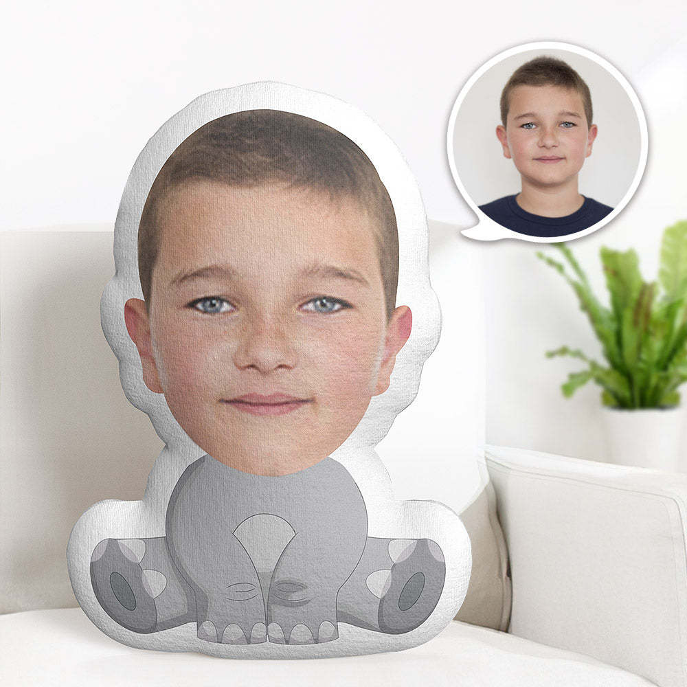 Personalisiertes Gesichtskissen Personalisiertes Fotokissen Sitzender Elefant Minime Kissen Geschenke Für Kinder - dephotoblanket