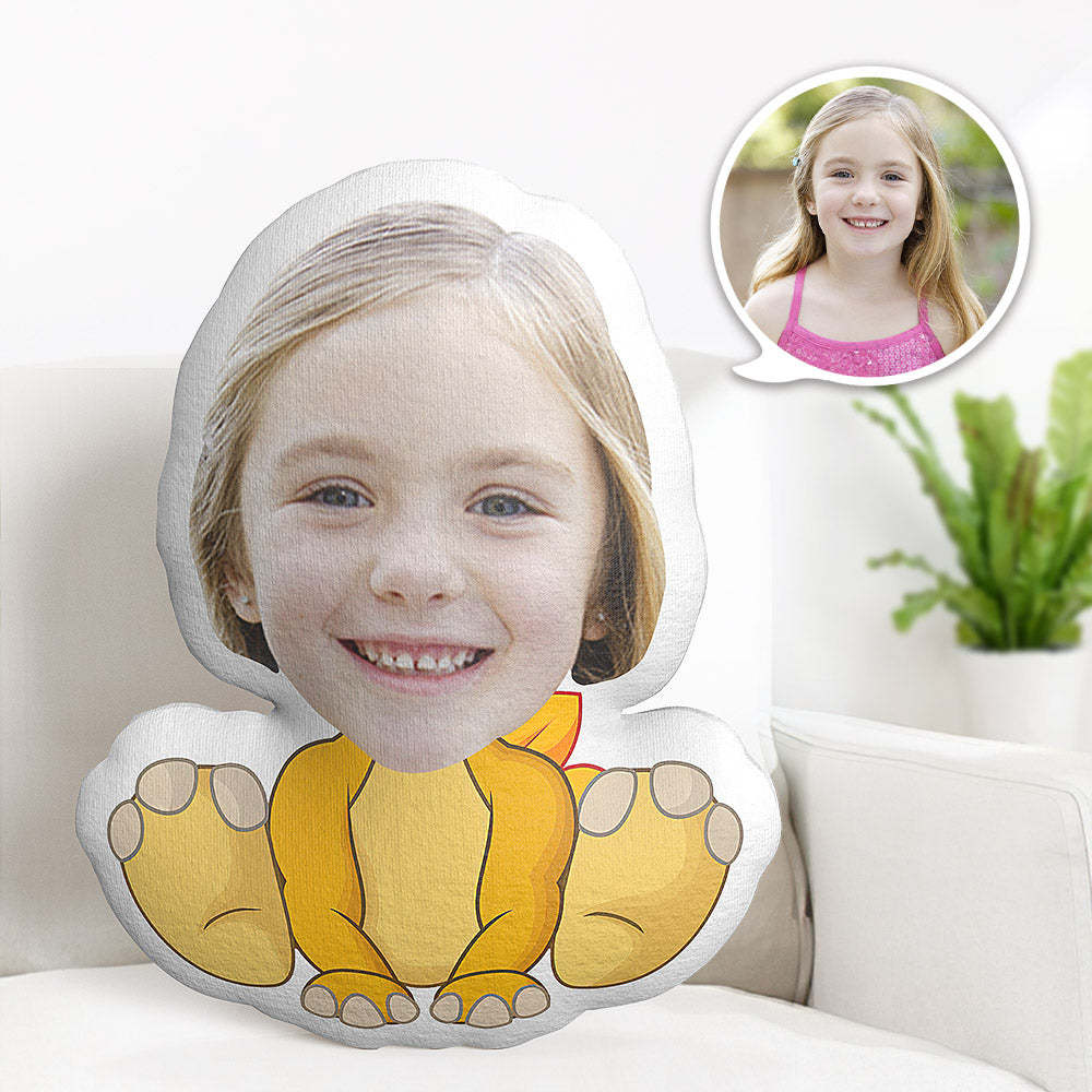 Kundenspezifisches Gesichts-kissen-personalisiertes Foto-kissen-sitzendes Gelbes Drache-minime-kissen-geschenke Für Kinder - dephotoblanket