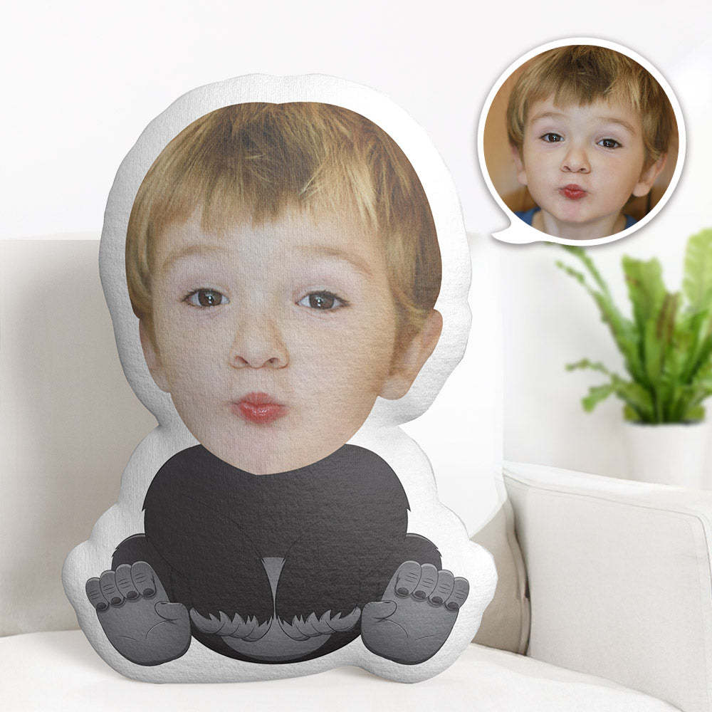 Personalisiertes Gesichtskissen Personalisiertes Fotokissen Sitzender Schimpanse Minime Kissen Geschenke Für Kinder - dephotoblanket
