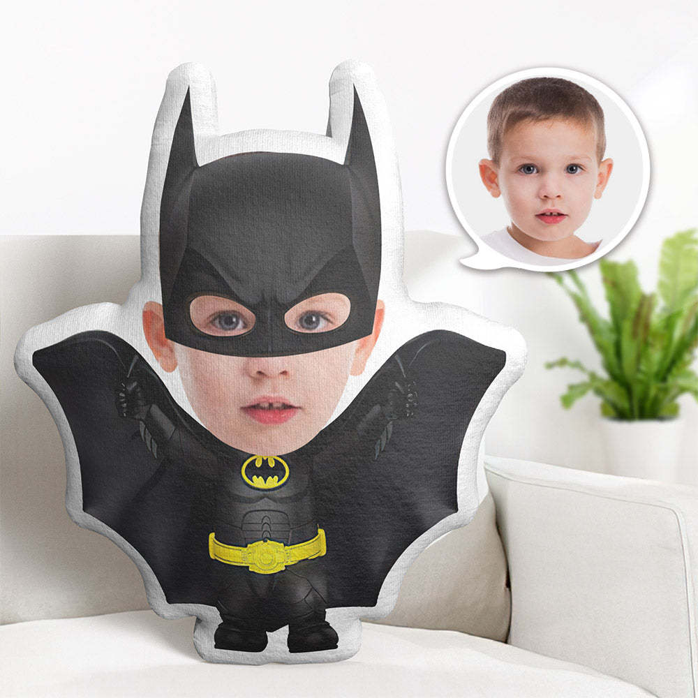 Personalisiertes Gesichtskissen Personalisiertes Fotokissen Schwarz Batman Minime Kissen Geschenke Für Kinder - dephotoblanket