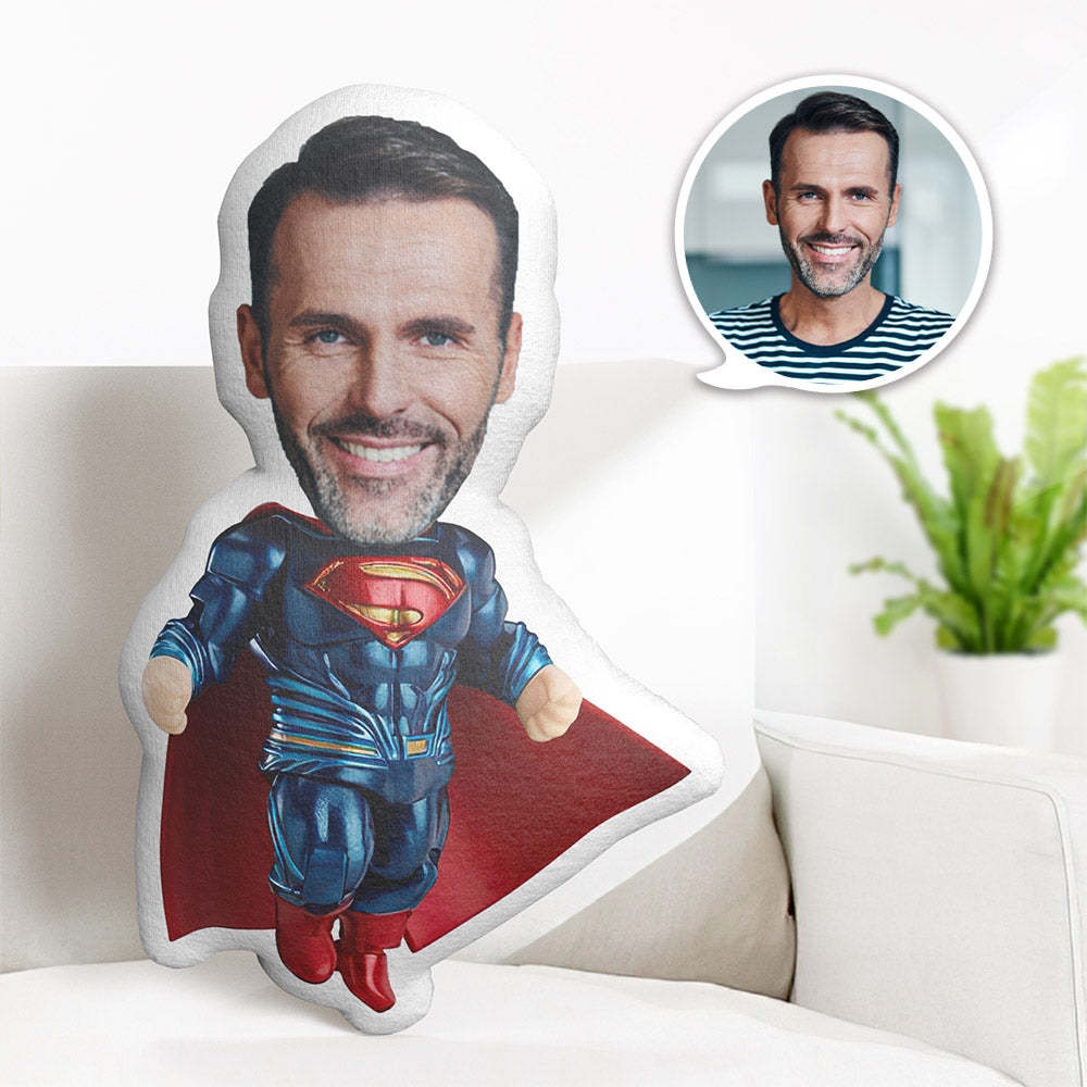 Personalisiertes Gesichtskissen Personalisiertes Fotokissen Muscle Blue Superman Minime Pillow Geschenke Für Ihn - dephotoblanket