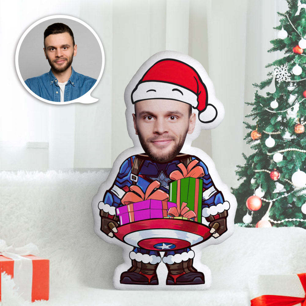 Benutzerdefiniertes Gesichtskissen Personalisiertes Fotokissen Captain America Minime Kissengeschenke Für Weihnachten - dephotoblanket