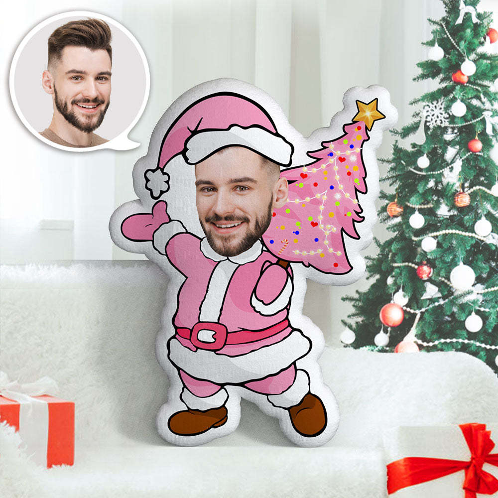 Rosa Weihnachtsbaum-kundenspezifisches Körper-kissen Personalisiertes Rosa Sankt-gesichts-kissen-bestes Weihnachtsgeschenk Für Ihn - dephotoblanket