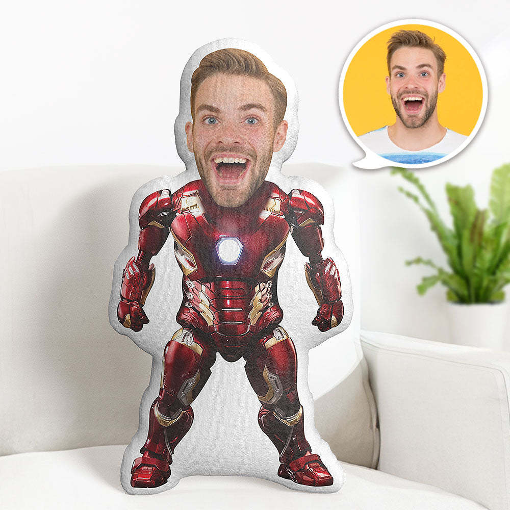 Benutzerdefiniertes Körperkissen Iron Man Personalisiertes Gesicht Dekokissen Bestes Geschenk Für Ihn - dephotoblanket