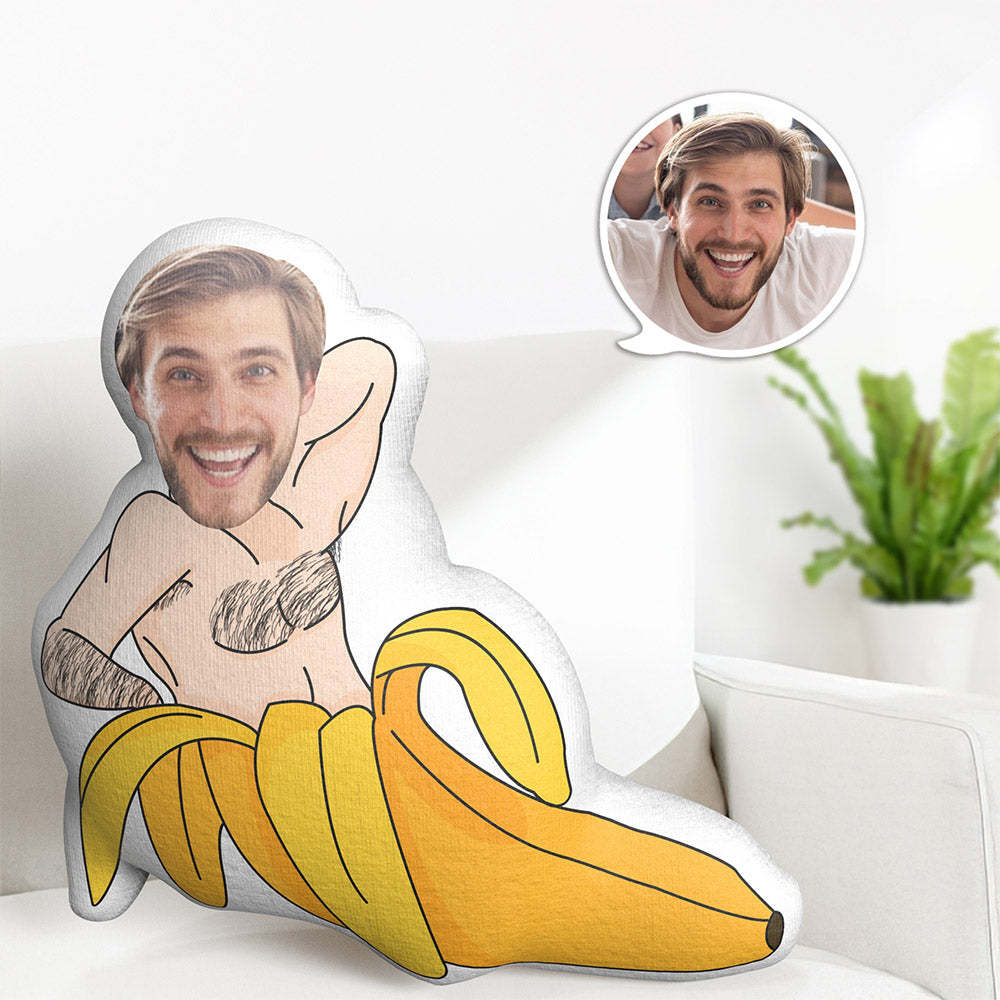 Personalisiertes Gesichts-bananaman-plüschpuppen-wurfkissen Mit Individuellem Foto - dephotoblanket