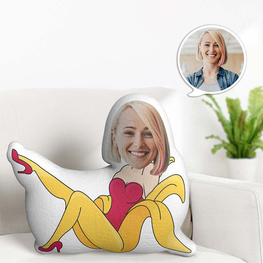 Benutzerdefiniertes Gesichts-bananen-frau-plüschpuppen-personalisiertes Foto-wurfkissen - dephotoblanket