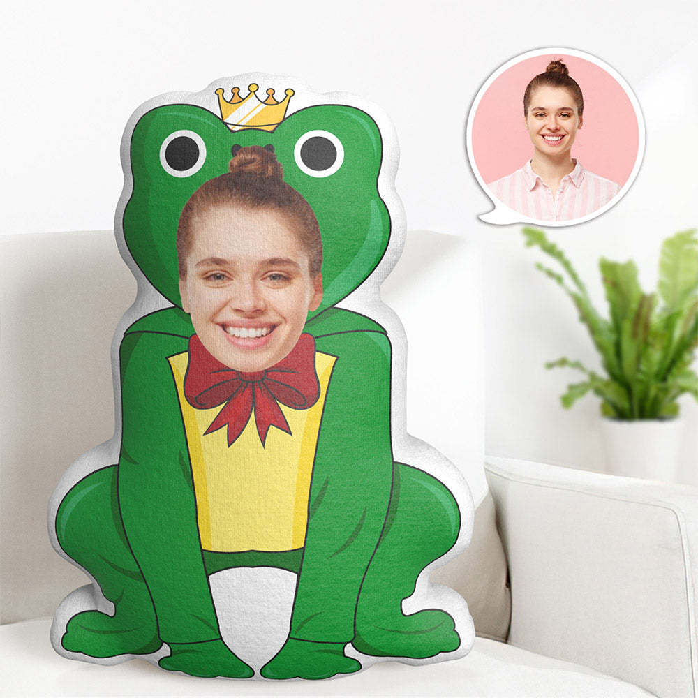 Benutzerdefiniertes Gesicht Froschkönig Königin Plüschpuppe Personalisiertes Foto-wurfkissen - dephotoblanket