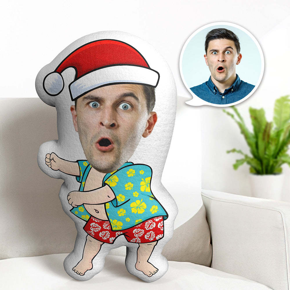 Benutzerdefiniertes Körperkissen, Hawaiianische Weihnachtsmütze, Personalisiertes Gesichts-wurfkissen, Bestes Geschenk Für Weihnachten - dephotoblanket