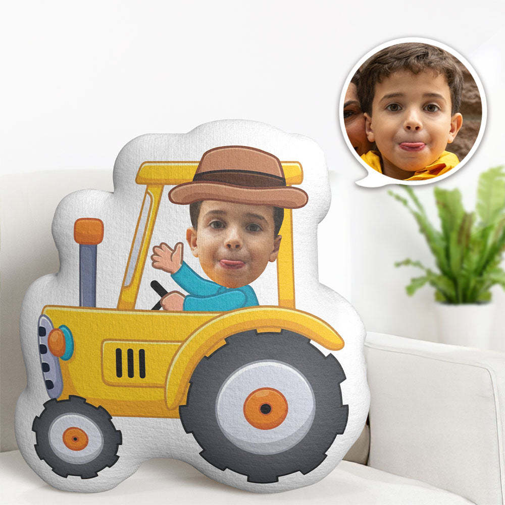 Benutzerdefiniertes Gesicht Fotokissen Traktorfahrer Mein Gesicht Puppenkissen Minime Personalisierte Kissengeschenke Für Kinder - dephotoblanket